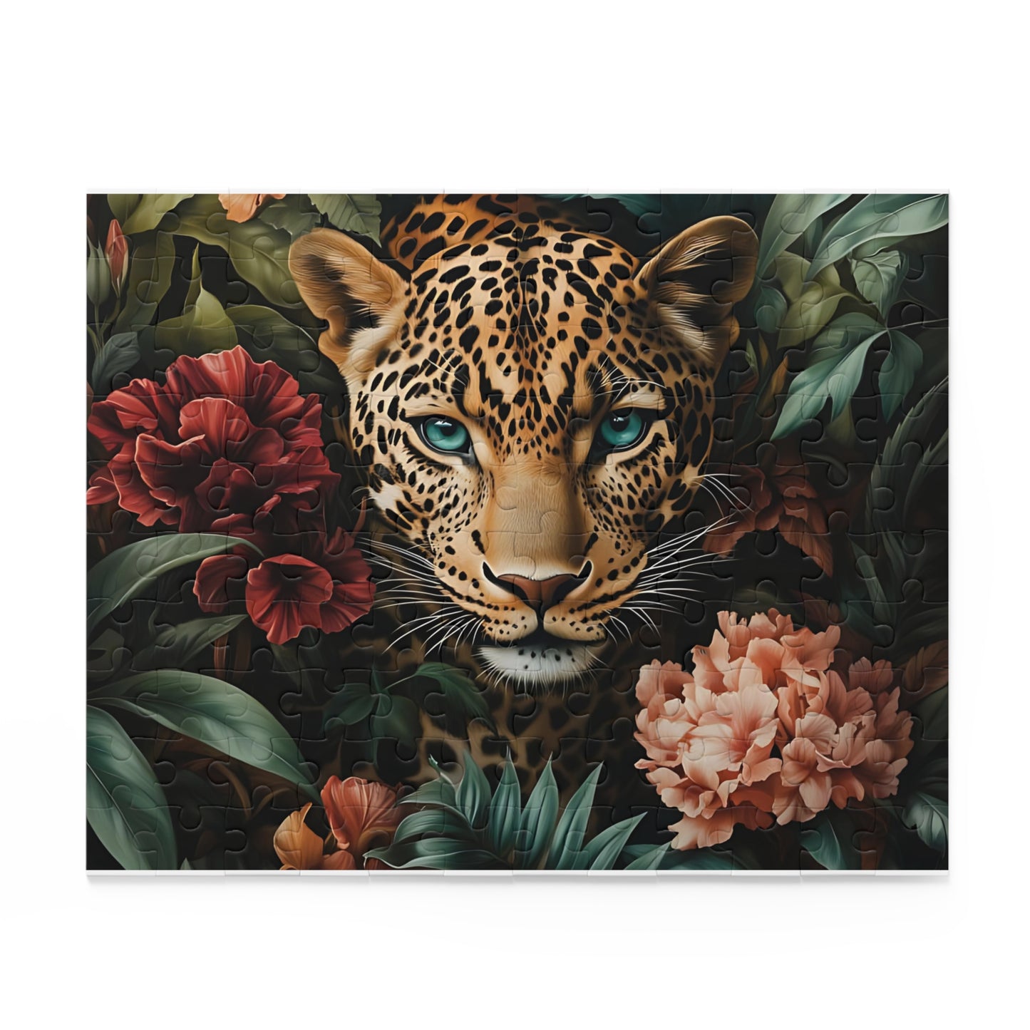Golden Gaze Layla Leopard Floral Puzzle - 120, 252, 500- Piece Options