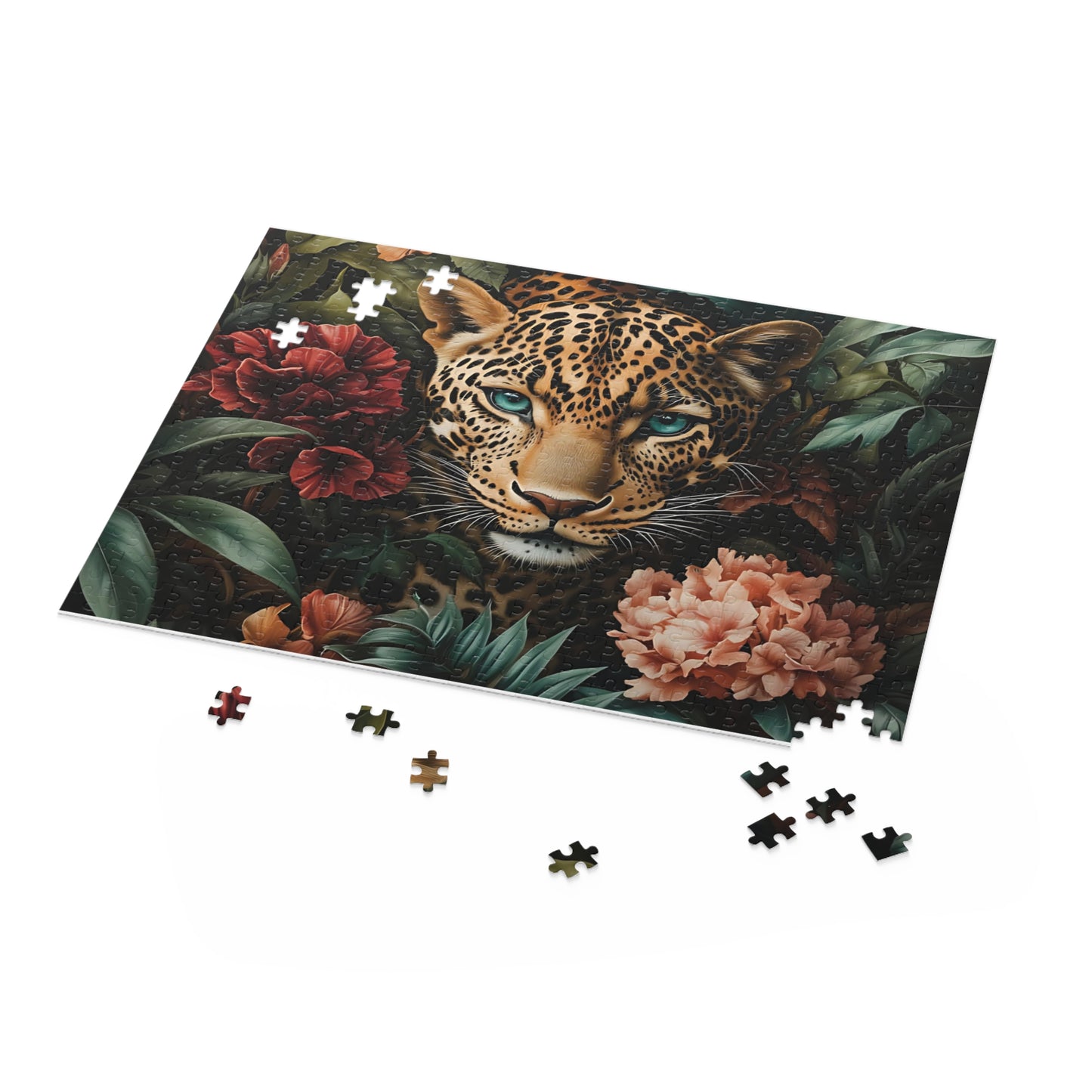 Golden Gaze Layla Leopard Floral Puzzle - 120, 252, 500- Piece Options
