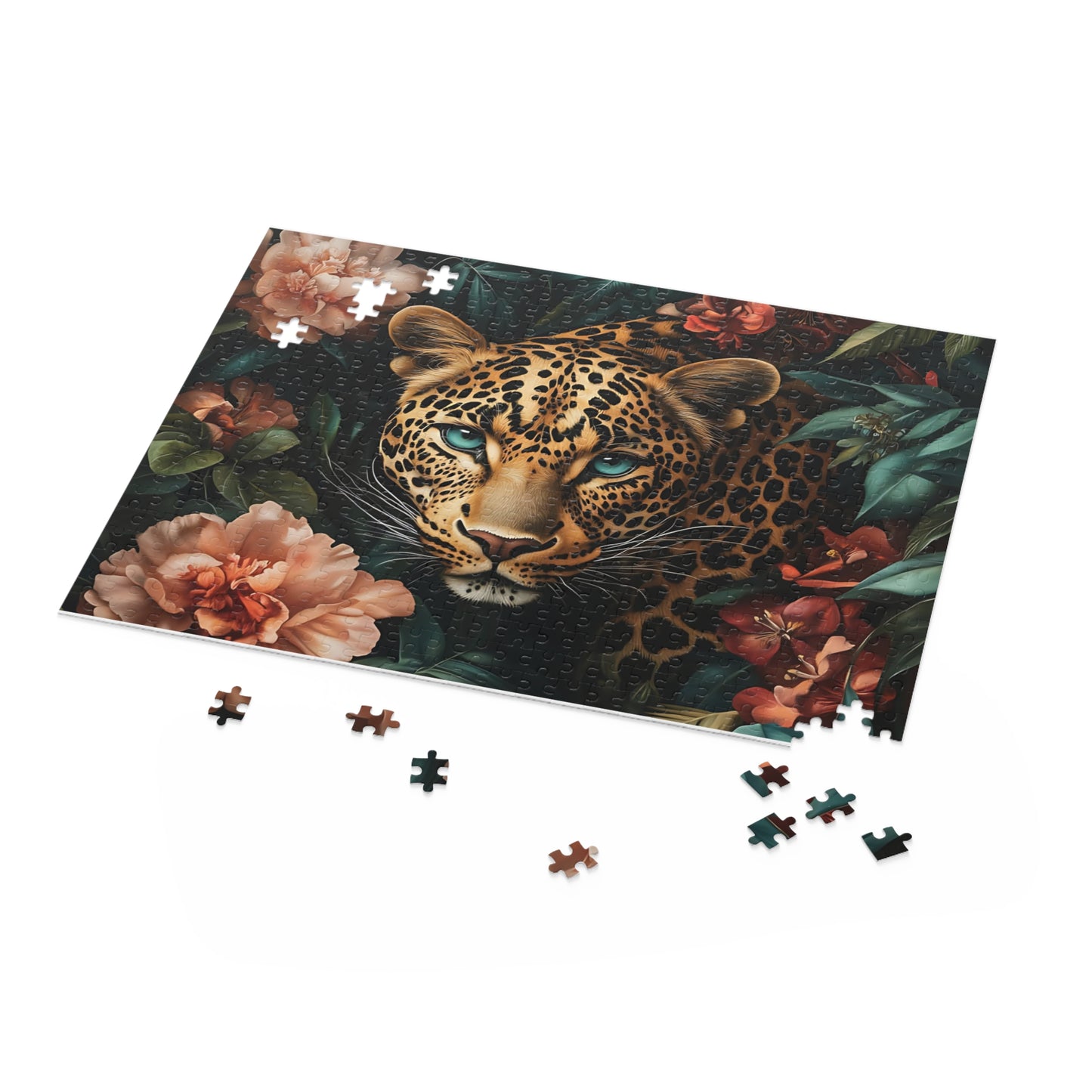 Golden Gaze Lani Leopard Floral Puzzle - 120, 252, 500- Piece Options