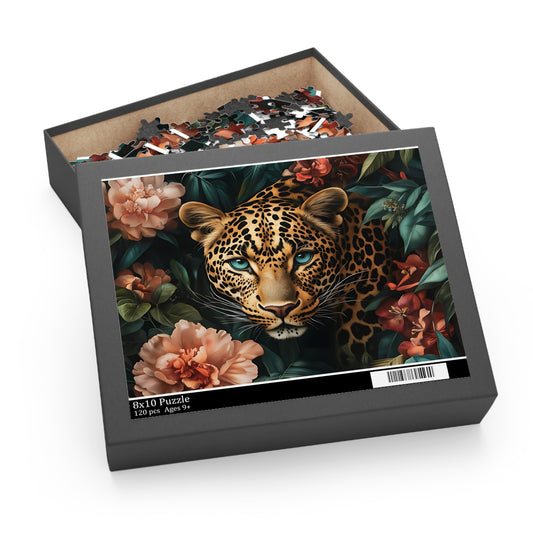 Golden Gaze Lani Leopard Floral Puzzle - 120, 252, 500- Piece Options