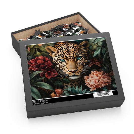 Golden Gaze Layla Leopard Floral Puzzle - 120, 252, 500- Piece Options