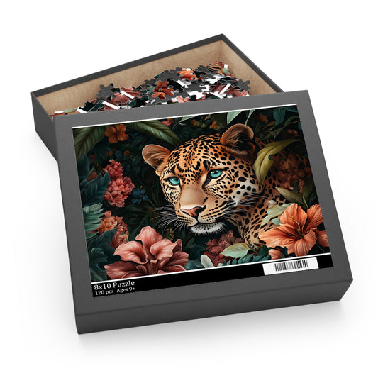 Golden Gaze Luma Leopard Floral Puzzle - 120, 252, 500- Piece Options