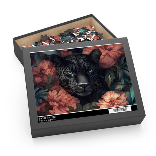 Shadow Whisper Juno Panther Floral Puzzle - 120, 252, 500-Piece Options