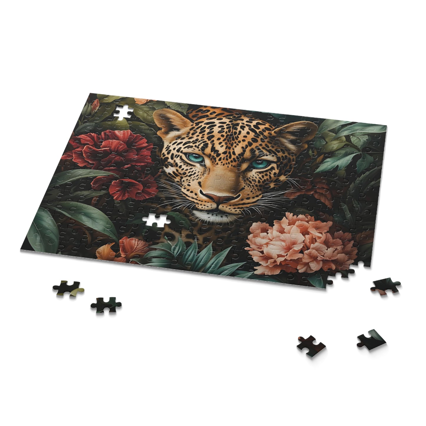 Golden Gaze Layla Leopard Floral Puzzle - 120, 252, 500- Piece Options