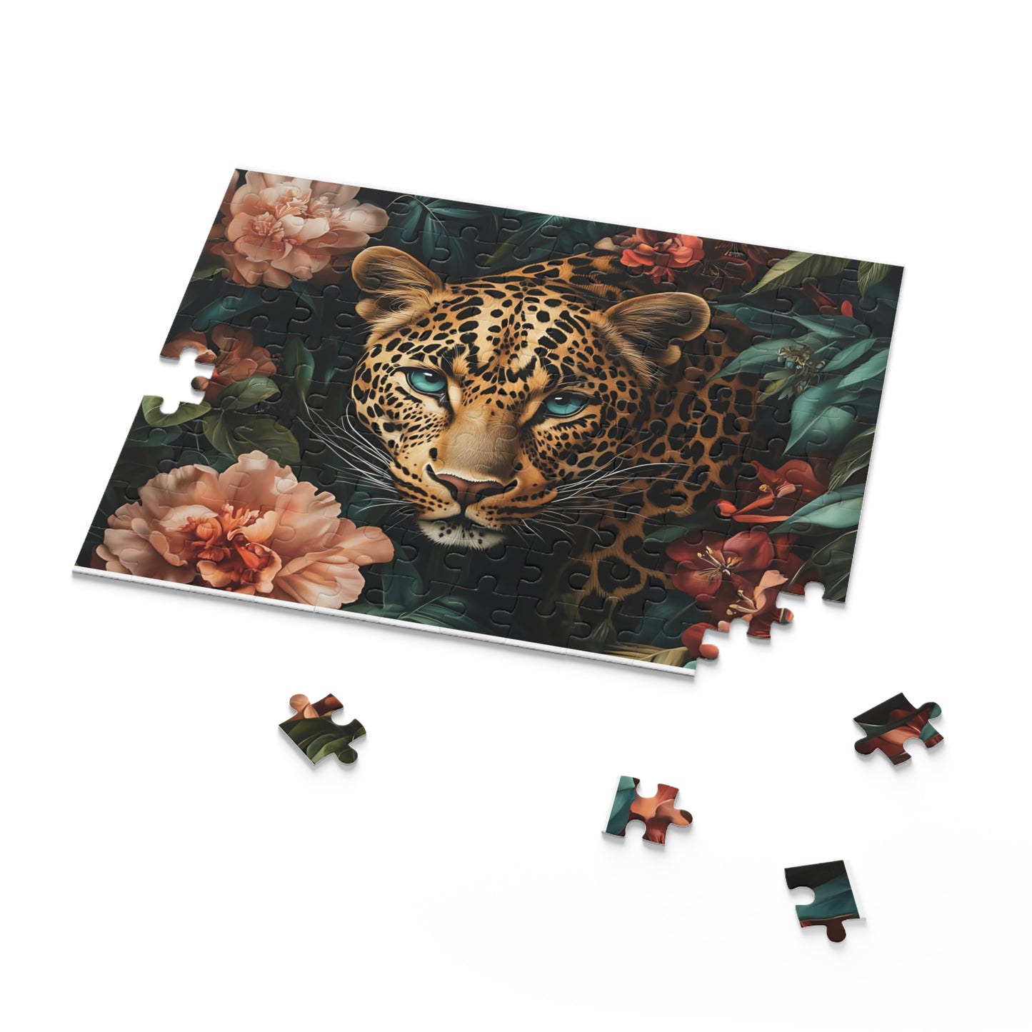 Golden Gaze Lani Leopard Floral Puzzle - 120, 252, 500- Piece Options