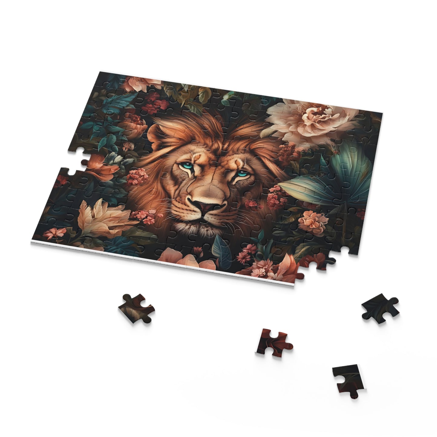 Crowned in Bloom Louie Lion Floral Puzzle – 120, 252, 500- Piece Options