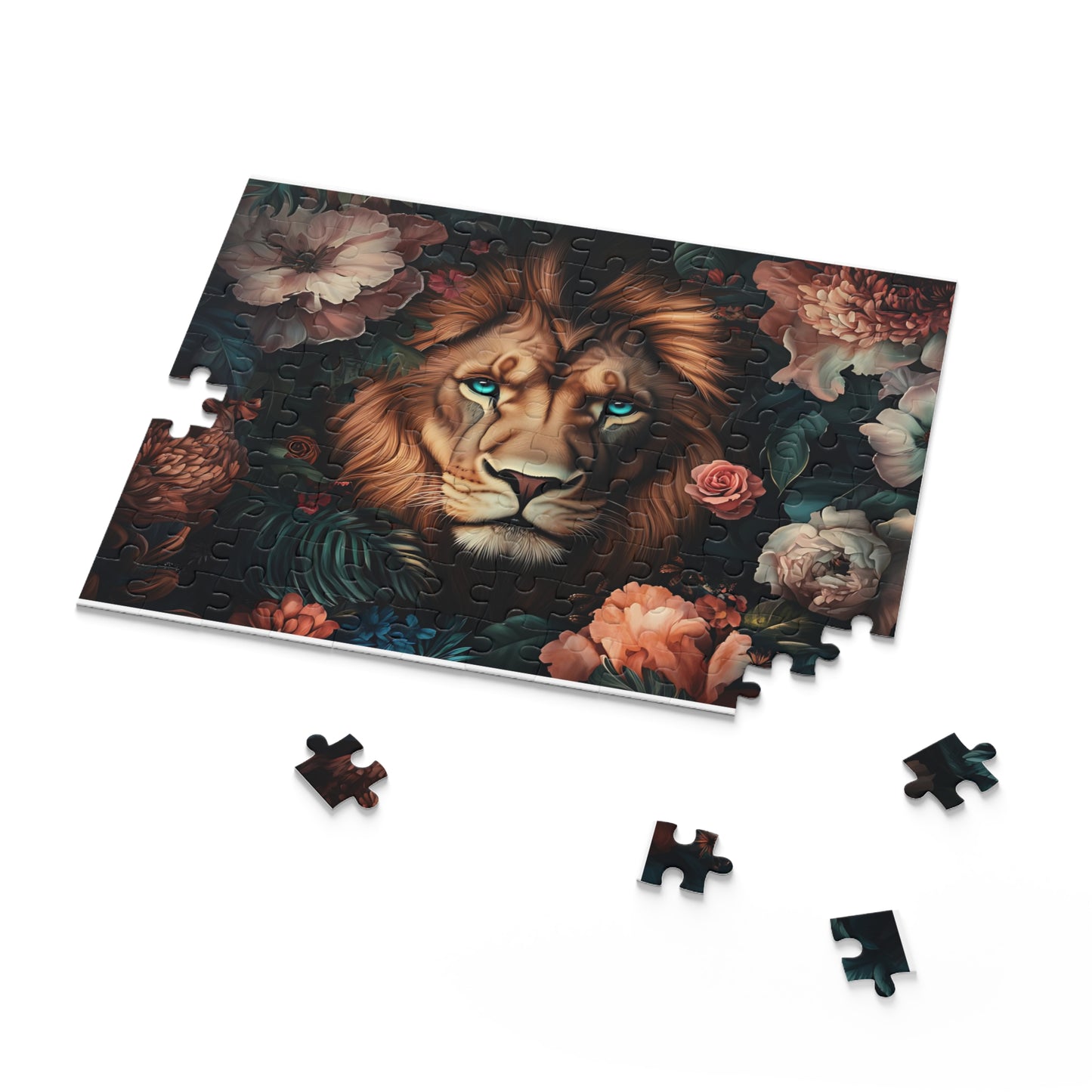 Crowned in Bloom Leo Lion Floral Puzzle –  120, 252, 500 - Piece Options