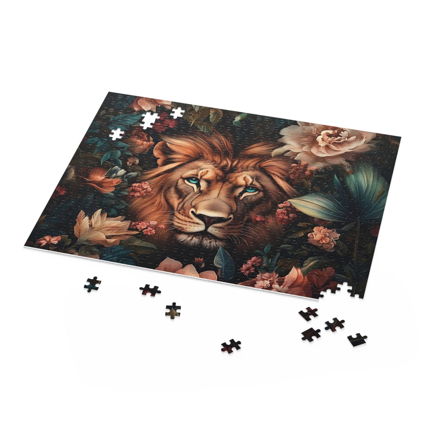Crowned in Bloom Louie Lion Floral Puzzle – 120, 252, 500- Piece Options