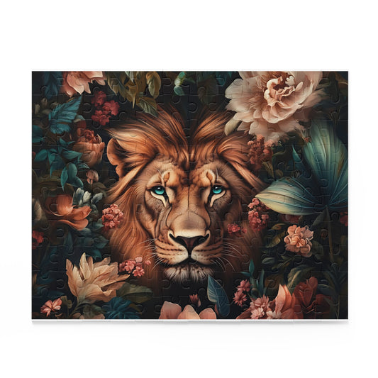 Crowned in Bloom Louie Lion Floral Puzzle – 120, 252, 500- Piece Options