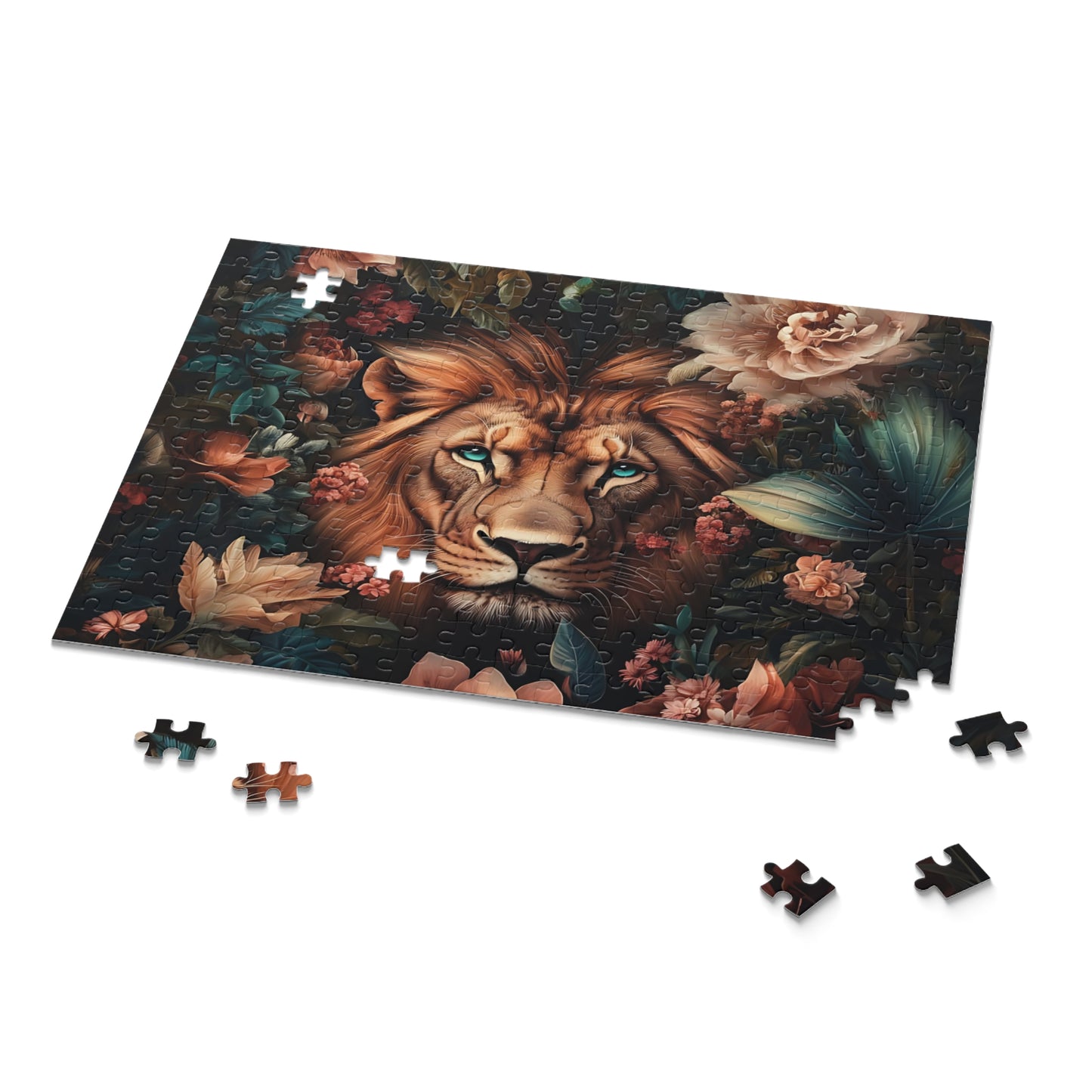 Crowned in Bloom Louie Lion Floral Puzzle – 120, 252, 500- Piece Options