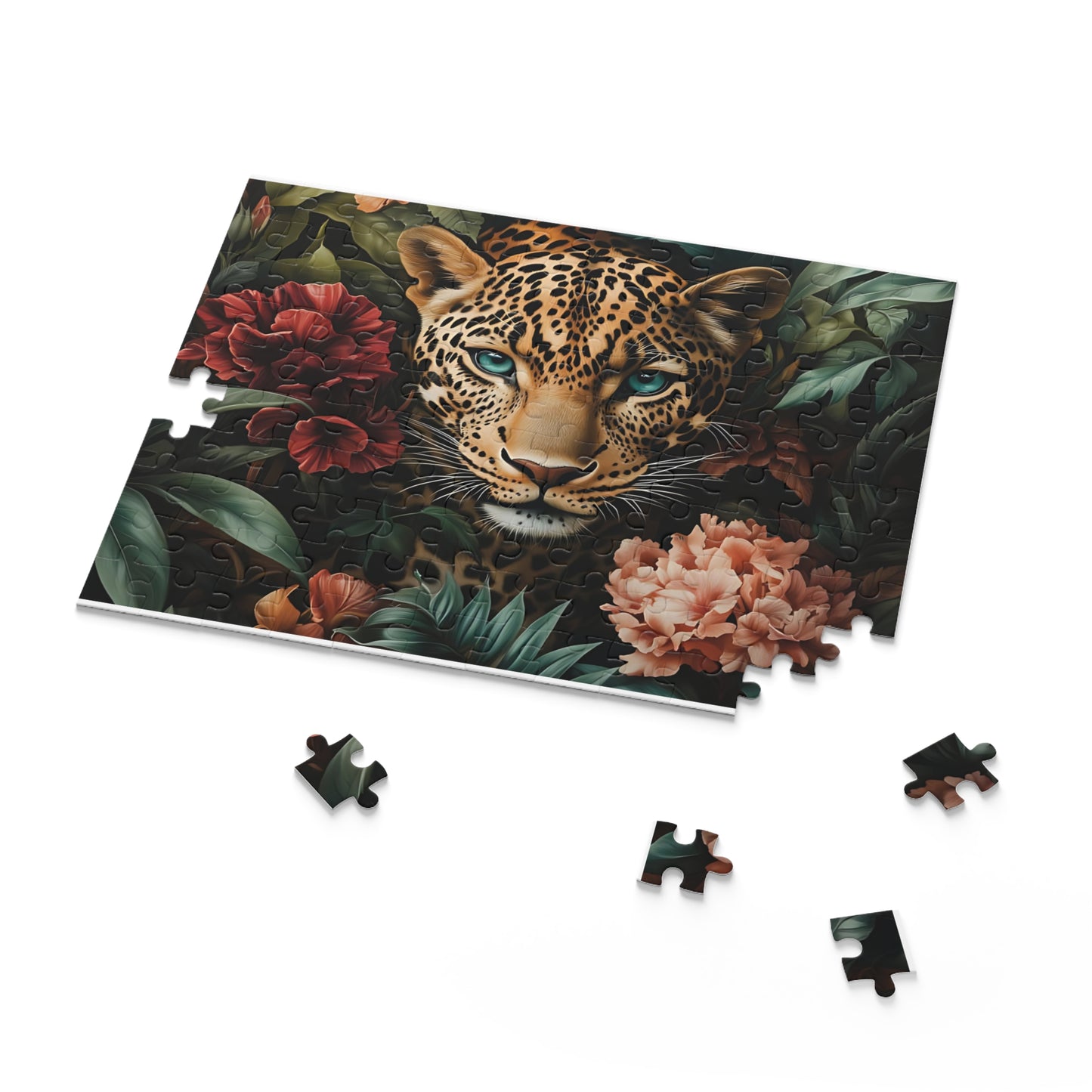 Golden Gaze Layla Leopard Floral Puzzle - 120, 252, 500- Piece Options