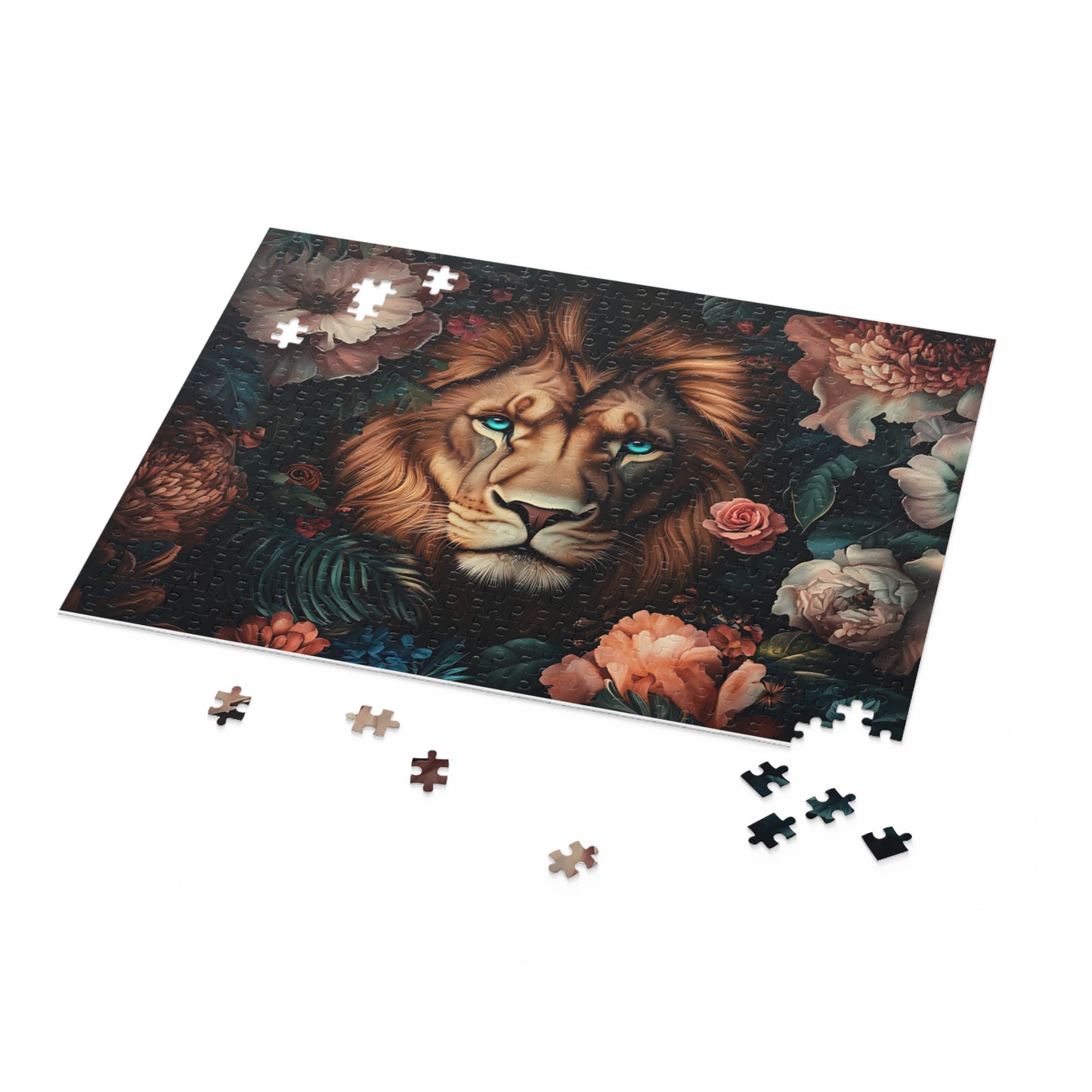 Crowned in Bloom Leo Lion Floral Puzzle –  120, 252, 500 - Piece Options