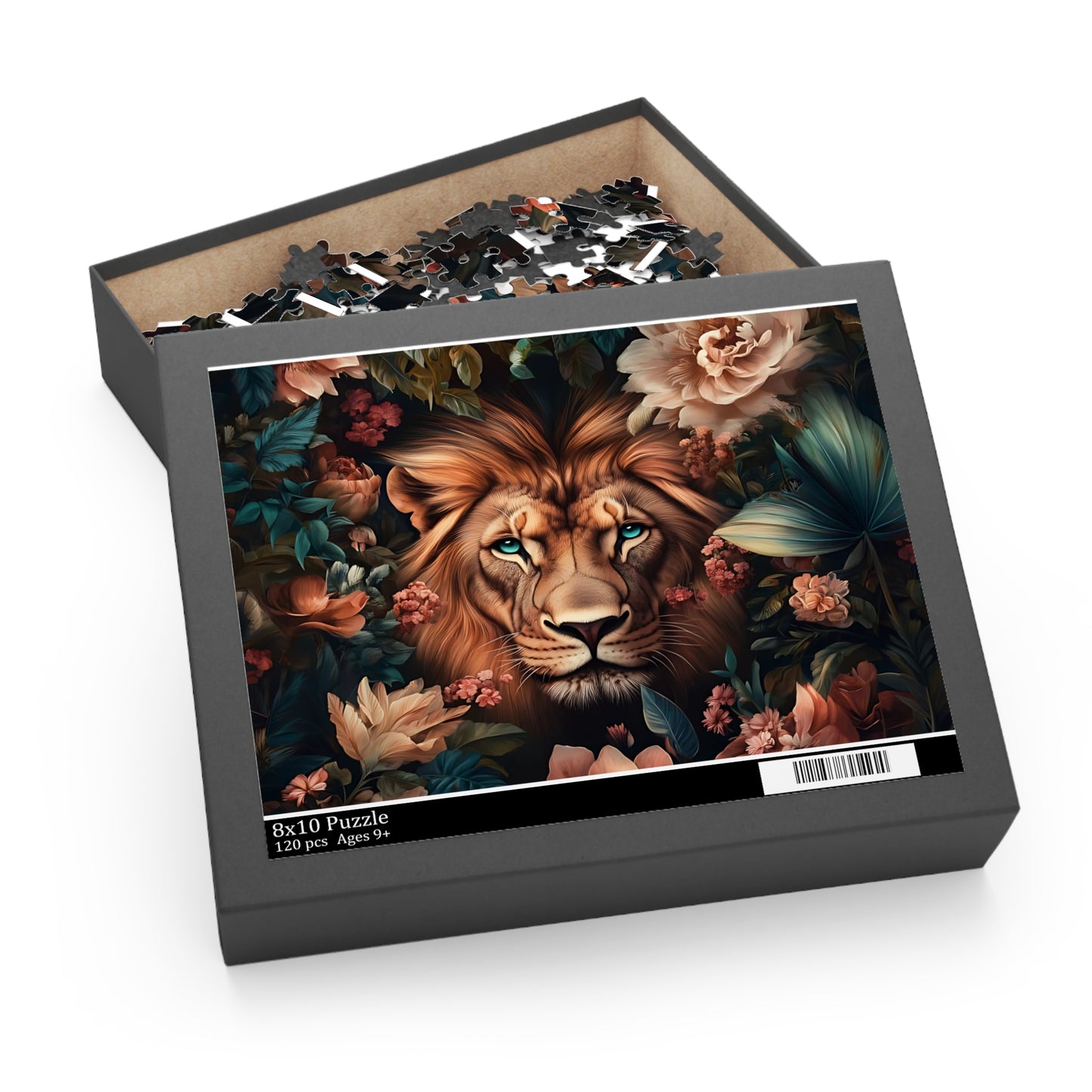 Crowned in Bloom Louie Lion Floral Puzzle – 120, 252, 500- Piece Options